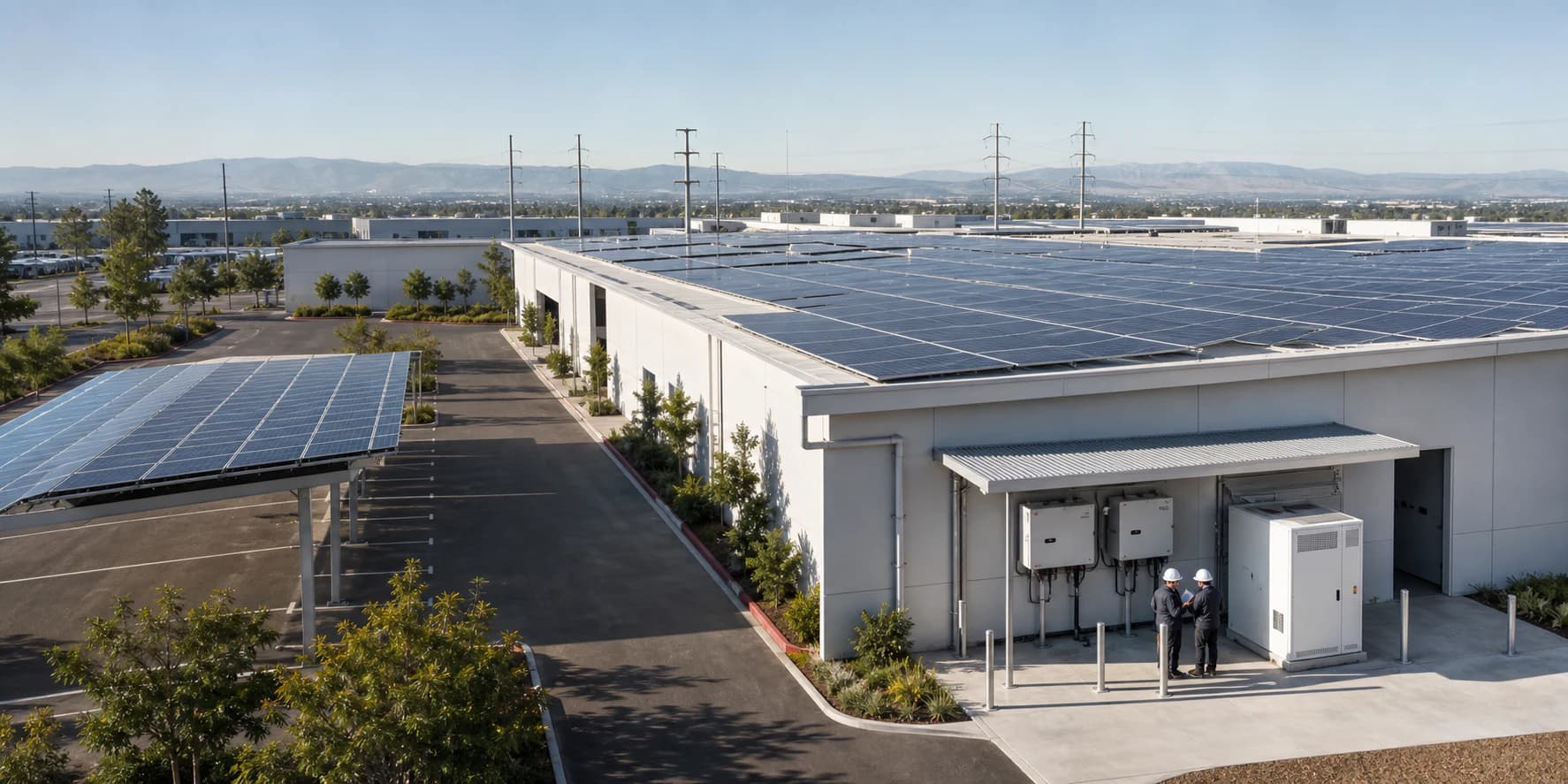 Rongkai solar solution with rooftop PV, inverters and commercial battery storage