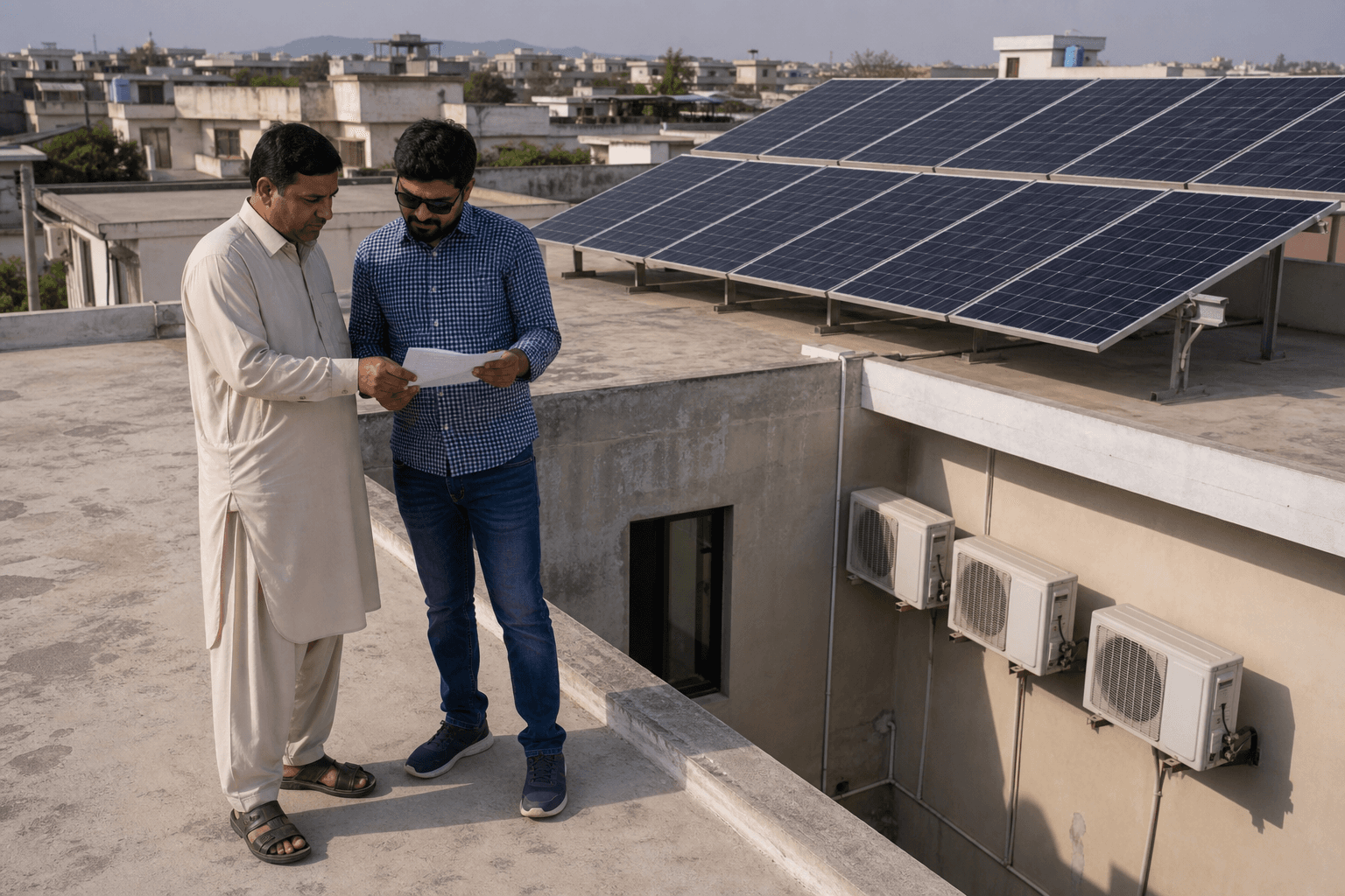 Can an 8kW hybrid solar system run three air conditioners in Pakistan?