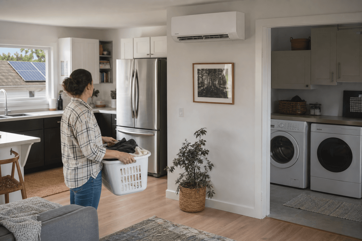 Can solar run a mini split, refrigerator and washer/dryer?