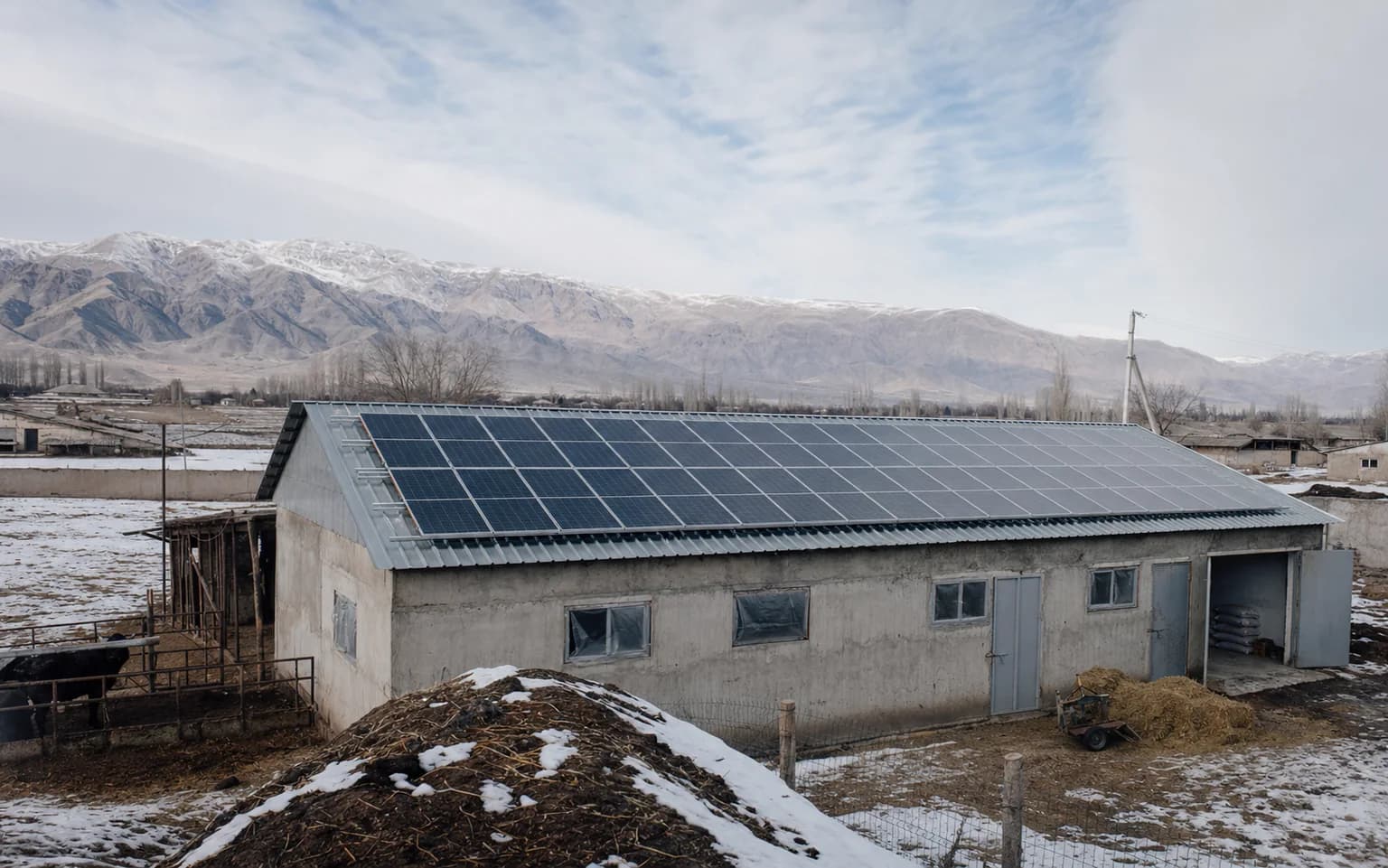 Illustrative visual for Cold-Climate Solar System for a Farm Warehouse — Kyrgyzstan