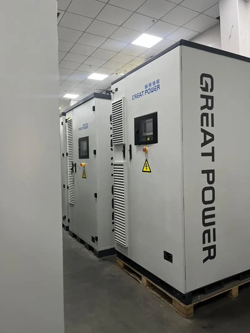 Great Power commercial energy storage system cabinets in a production facility.