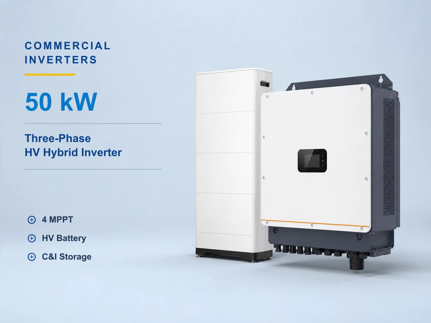 50kW Three-Phase Commercial High-Voltage Hybrid Inverter for residential solar systems