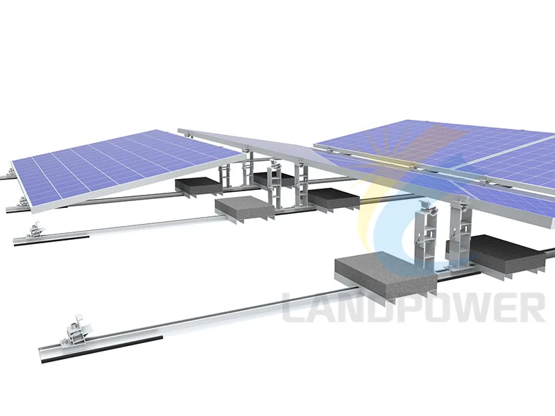 Flat Roof Solar Panel Long Side Ballast Mounting